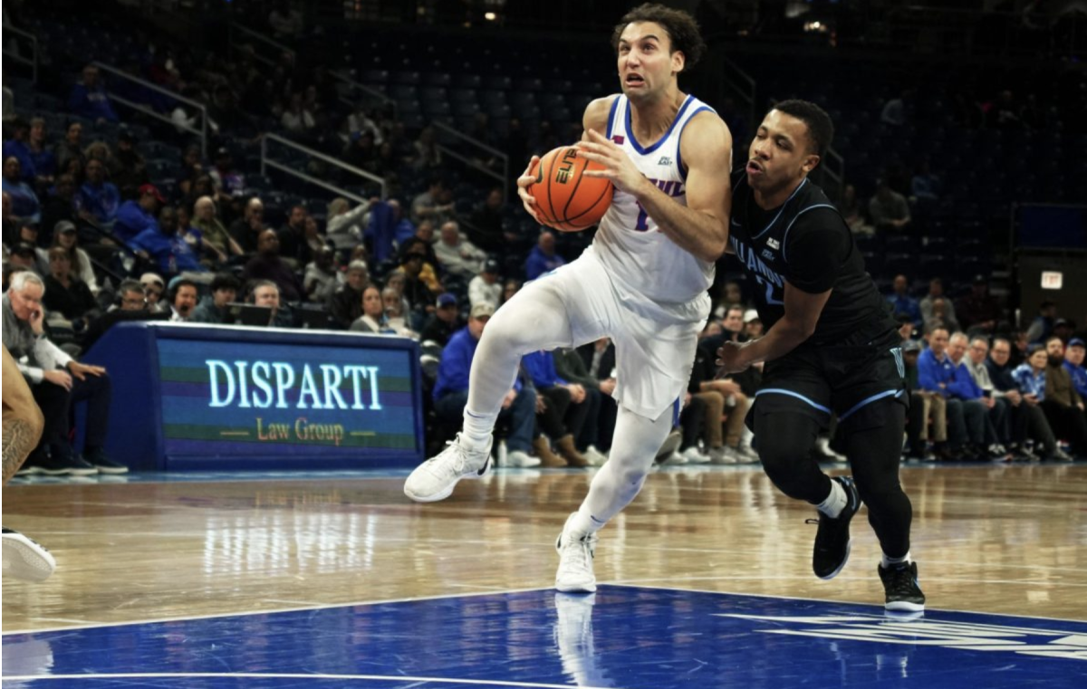 Isaiah Rivera drives towards the basket on Wednesday, Feb. 5, 2025, at Wintrust Arena. DePaul closes out a two-game home stand against Villanova that dominated the Blue Demons in their last matchup on Jan. 4.